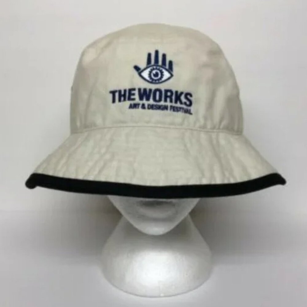 Bucket Hat Realtor Cap The Works Art and Design Festival Cotton Embroidery Beige
